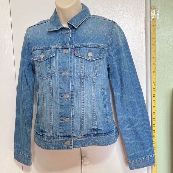 LEVIs Jean Trucker Blue Denim Buttoned Jacket Womens Medium - Picture 4 of 16